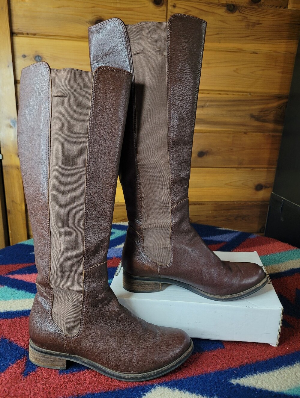 Cole Haan Tall Riding Boots Womens 7.5 Brown Leather Pull On Air D38790